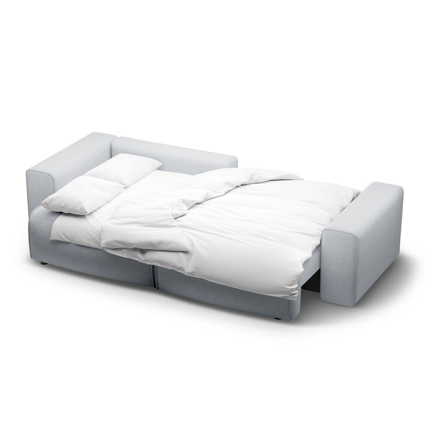Victor 3-Sitzer Ecksofa, Linke Seite, ausziehbar mit Schlaffunktion und Bettkasten, aus Strukturierter Stoff in Hellgrau (Moly 70), 246x148 cm von Micadoni – Bild 7