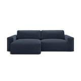 Victor 3-Sitzer Ecksofa, Linke Seite, ausziehbar mit Schlaffunktion und Bettkasten, aus Strukturierter Stoff in Königsblau (Moly 79), 246x148 cm von Micadoni – Bild 1