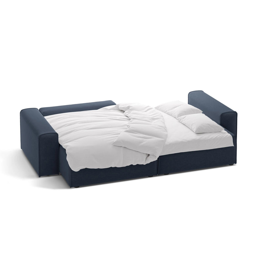 Victor 3-Sitzer Ecksofa, Linke Seite, ausziehbar mit Schlaffunktion und Bettkasten, aus Strukturierter Stoff in Königsblau (Moly 79), 246x148 cm von Micadoni – Bild 5