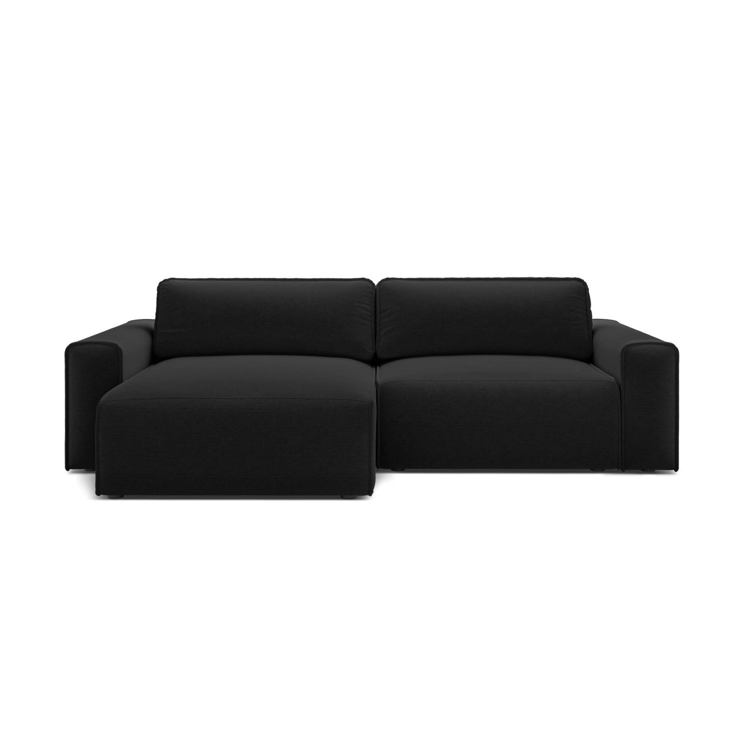 Victor 3-Sitzer Ecksofa, Linke Seite, ausziehbar mit Schlaffunktion und Bettkasten, aus Strukturierter Stoff in Schwarz (Moly 99), 246x148 cm von Micadoni – Bild 1