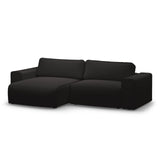 Victor 3-Sitzer Ecksofa, Linke Seite, ausziehbar mit Schlaffunktion und Bettkasten, aus Strukturierter Stoff in Schwarz (Moly 99), 246x148 cm von Micadoni – Bild 4