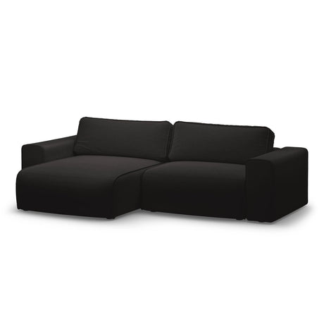 Victor 3-Sitzer Ecksofa, Linke Seite, ausziehbar mit Schlaffunktion und Bettkasten, aus Strukturierter Stoff in Schwarz (Moly 99), 246x148 cm von Micadoni – Bild 4