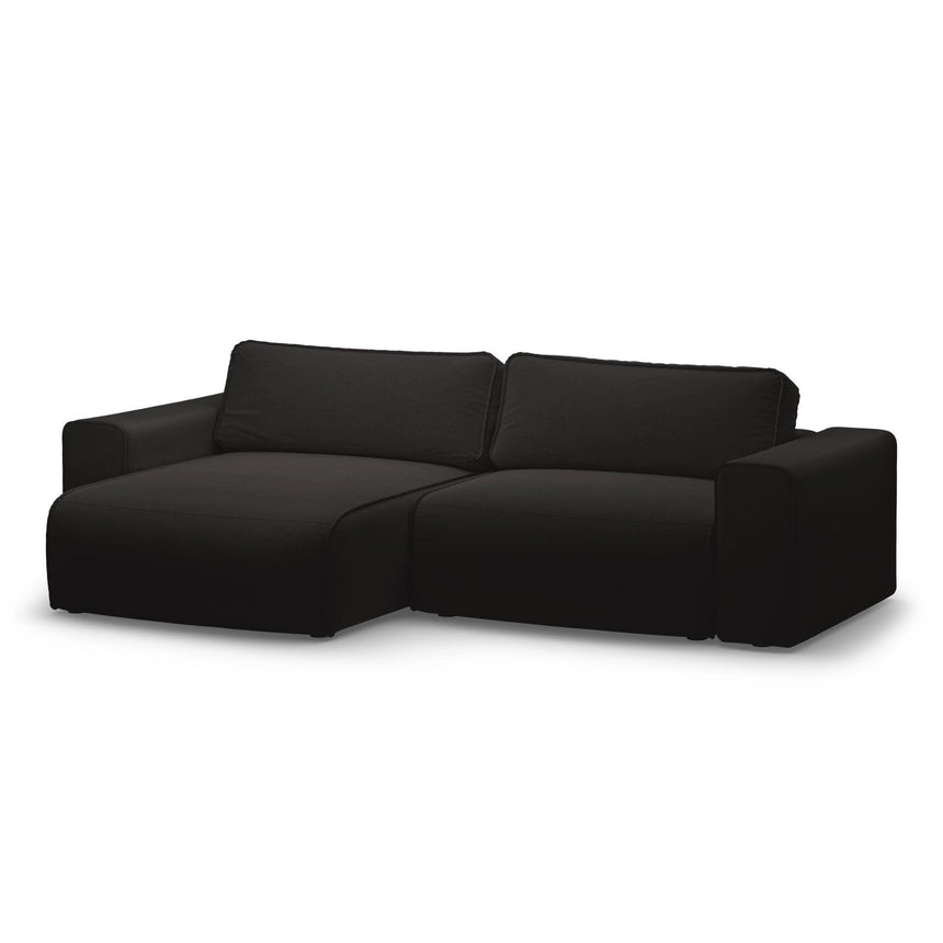 Victor 3-Sitzer Ecksofa, Linke Seite, ausziehbar mit Schlaffunktion und Bettkasten, aus Strukturierter Stoff in Schwarz (Moly 99), 246x148 cm von Micadoni – Bild 4