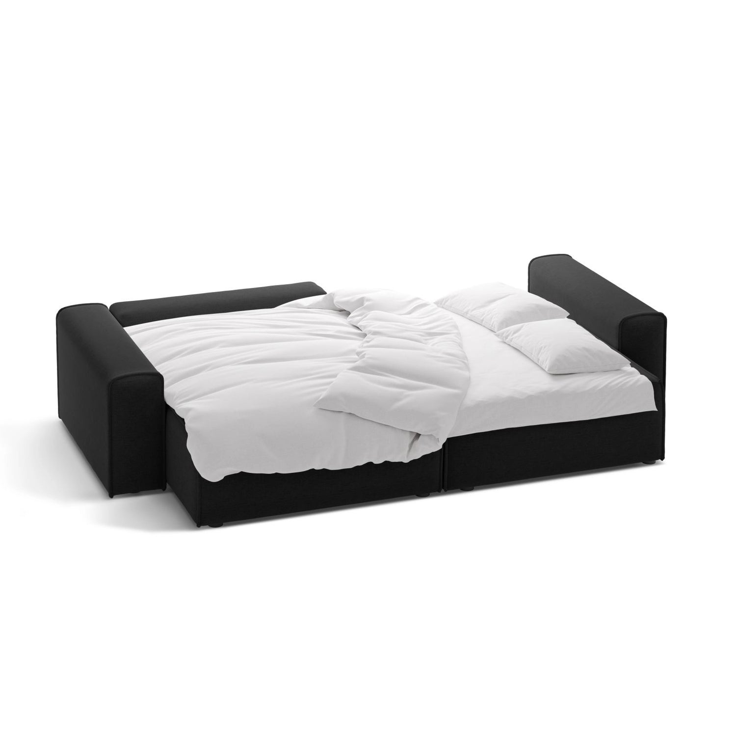 Victor 3-Sitzer Ecksofa, Linke Seite, ausziehbar mit Schlaffunktion und Bettkasten, aus Strukturierter Stoff in Schwarz (Moly 99), 246x148 cm von Micadoni – Bild 5