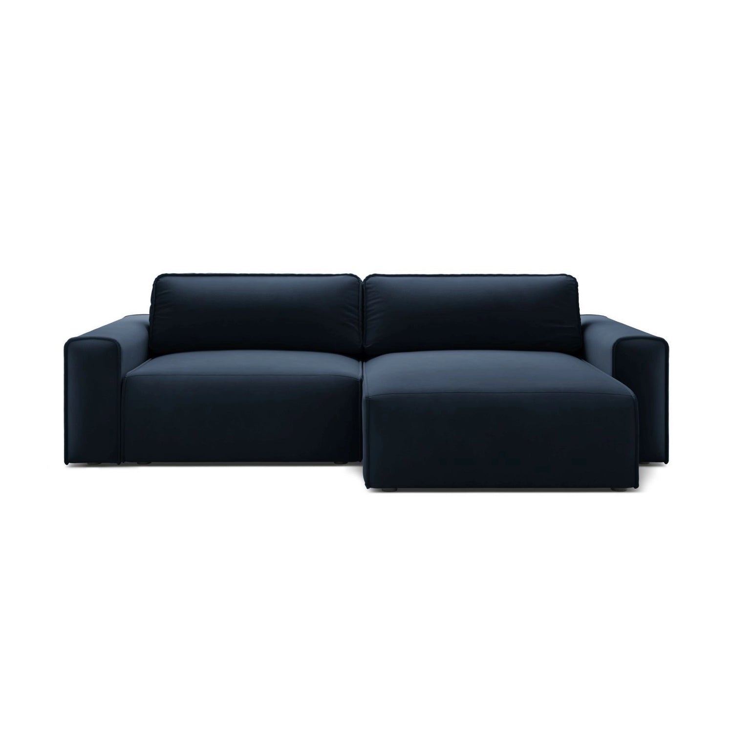 Victor 3-Sitzer Ecksofa, Rechte Seite, ausziehbar mit Schlaffunktion und Bettkasten, aus Samt in Dunkelblau (Paris Deep Blue), 246x148 cm von Micadoni – Bild 1