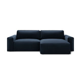 Victor 3-Sitzer Ecksofa, Rechte Seite, ausziehbar mit Schlaffunktion und Bettkasten, aus Samt in Dunkelblau (Paris Deep Blue), 246x148 cm von Micadoni – Bild 1