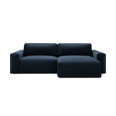 Victor 3-Sitzer Ecksofa, Rechte Seite, ausziehbar mit Schlaffunktion und Bettkasten, aus Samt in Dunkelblau (Paris Deep Blue), 246x148 cm von Micadoni – Bild 1