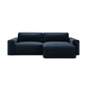 Victor 3-Sitzer Ecksofa, Rechte Seite, ausziehbar mit Schlaffunktion und Bettkasten, aus Samt in Dunkelblau (Paris Deep Blue), 246x148 cm von Micadoni – Bild 1