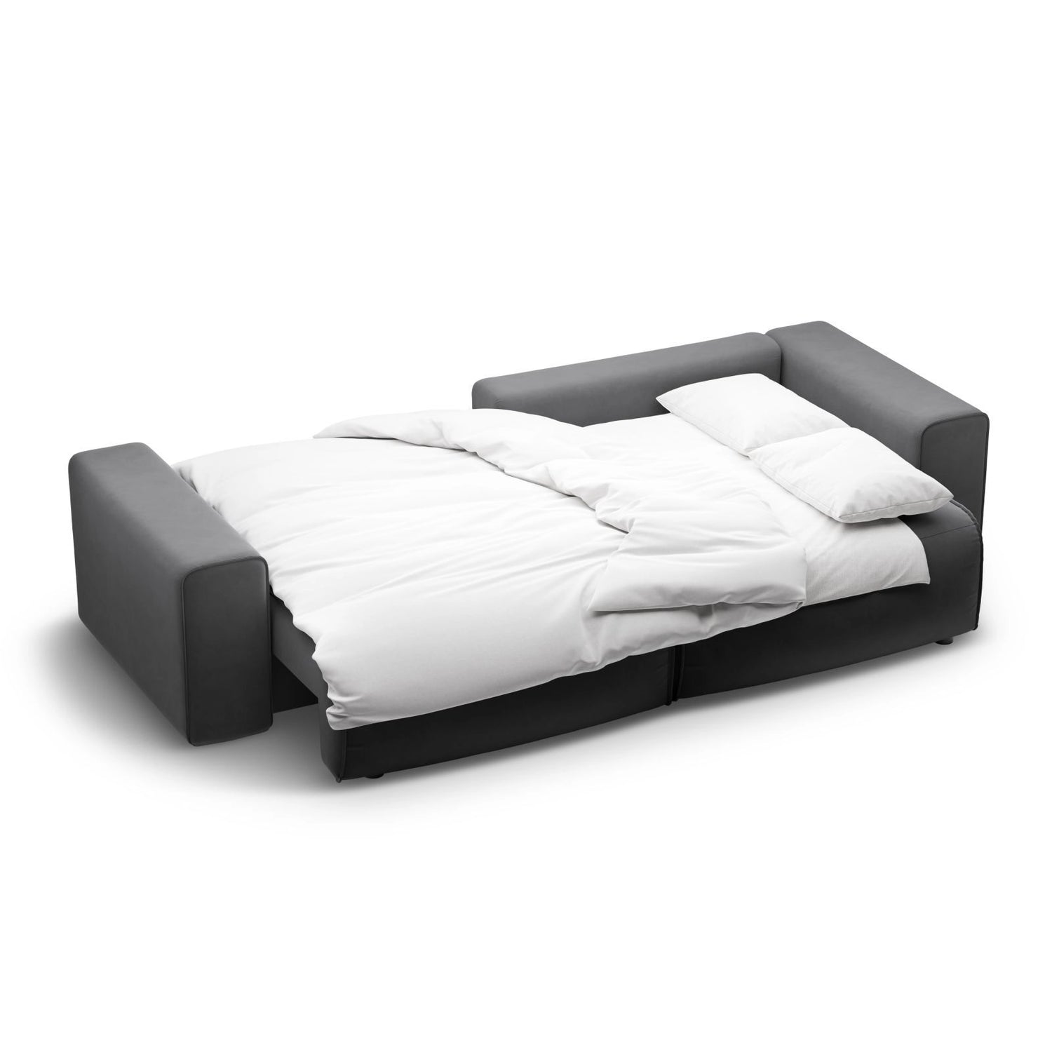 Victor 3-Sitzer Ecksofa, Rechte Seite, ausziehbar mit Schlaffunktion und Bettkasten, aus Samt in Grau (Paris Steel), 246x148 cm von Micadoni – Bild 7