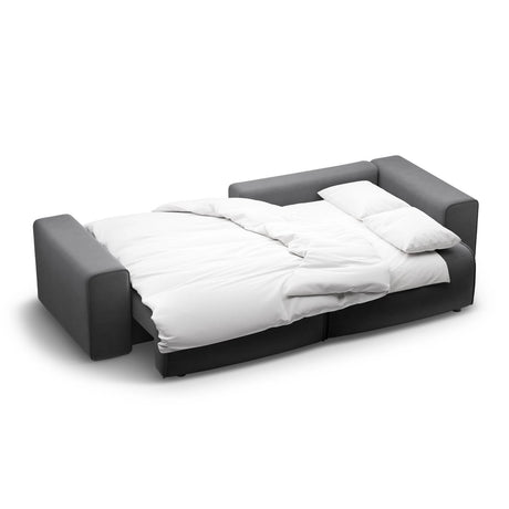 Victor 3-Sitzer Ecksofa, Rechte Seite, ausziehbar mit Schlaffunktion und Bettkasten, aus Samt in Grau (Paris Steel), 246x148 cm von Micadoni – Bild 7