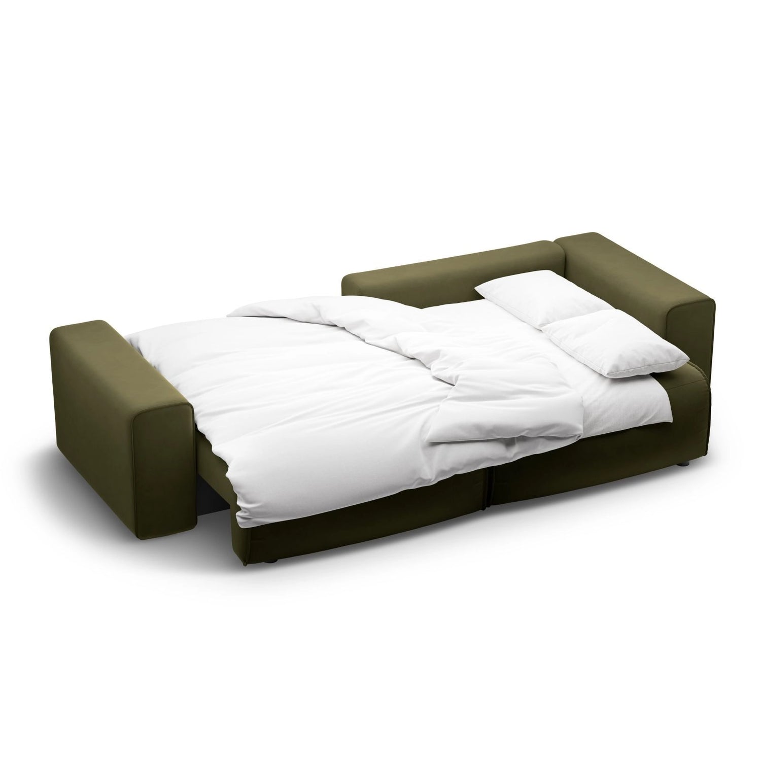 Victor 3-Sitzer Ecksofa, Rechte Seite, ausziehbar mit Schlaffunktion und Bettkasten, aus Samt in Moosgrün meliert (Paris Forest), 246x148 cm von Micadoni – Bild 7