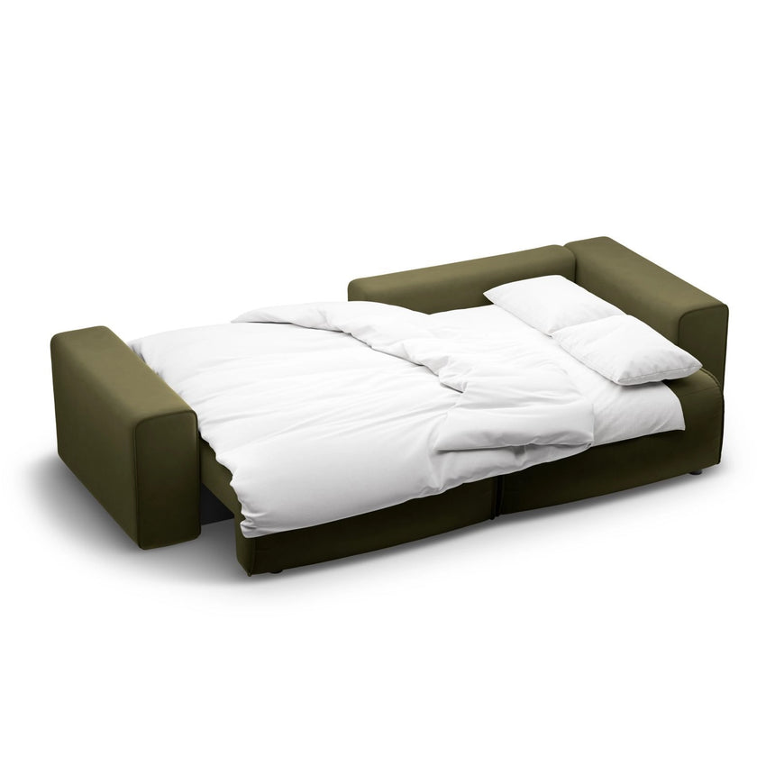 Victor 3-Sitzer Ecksofa, Rechte Seite, ausziehbar mit Schlaffunktion und Bettkasten, aus Samt in Moosgrün meliert (Paris Forest), 246x148 cm von Micadoni – Bild 7