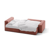Victor 3-Sitzer Ecksofa, Rechte Seite, ausziehbar mit Schlaffunktion und Bettkasten, aus Samt in Rosa (Paris Salmon), 246x148 cm von Micadoni – Bild 5