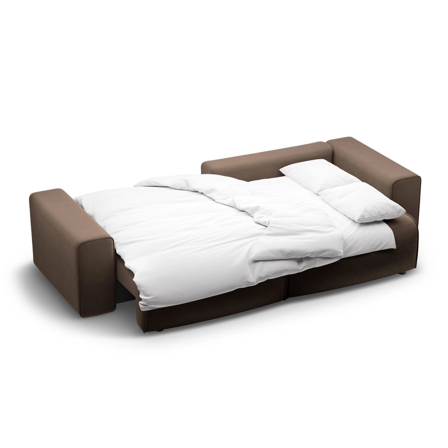 Victor 3-Sitzer Ecksofa, Rechte Seite, ausziehbar mit Schlaffunktion und Bettkasten, aus Samt in Schokolade (Paris Chocolate), 246x148 cm von Micadoni – Bild 7