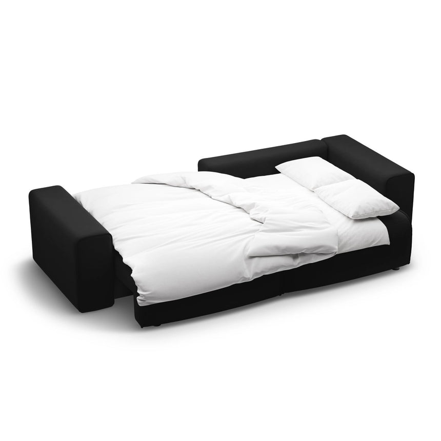 Victor 3-Sitzer Ecksofa, Rechte Seite, ausziehbar mit Schlaffunktion und Bettkasten, aus Samt in Schwarz (Paris Black), 246x148 cm von Micadoni – Bild 7