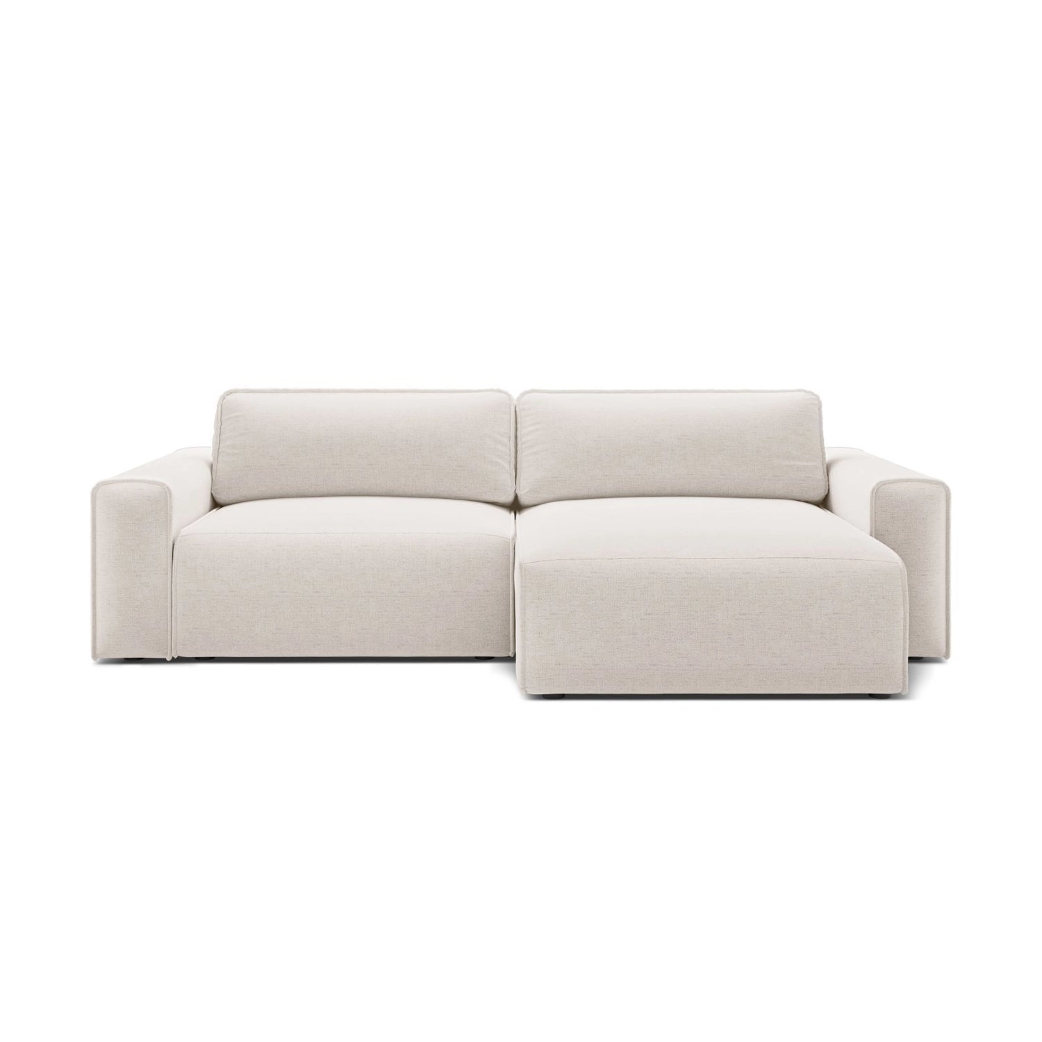 Victor 3-Sitzer Ecksofa, Rechte Seite, ausziehbar mit Schlaffunktion und Bettkasten, aus Samt oder Strukturstoff, 246x148 cm von Micadoni – Bild 1