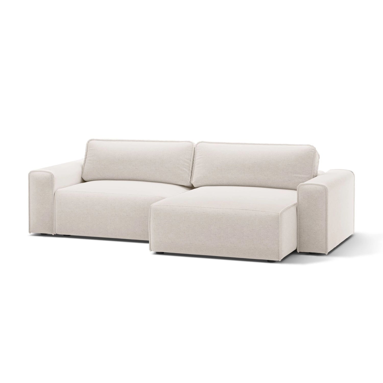Victor 3-Sitzer Ecksofa, Rechte Seite, ausziehbar mit Schlaffunktion und Bettkasten, aus Samt oder Strukturstoff, 246x148 cm von Micadoni – Bild 4
