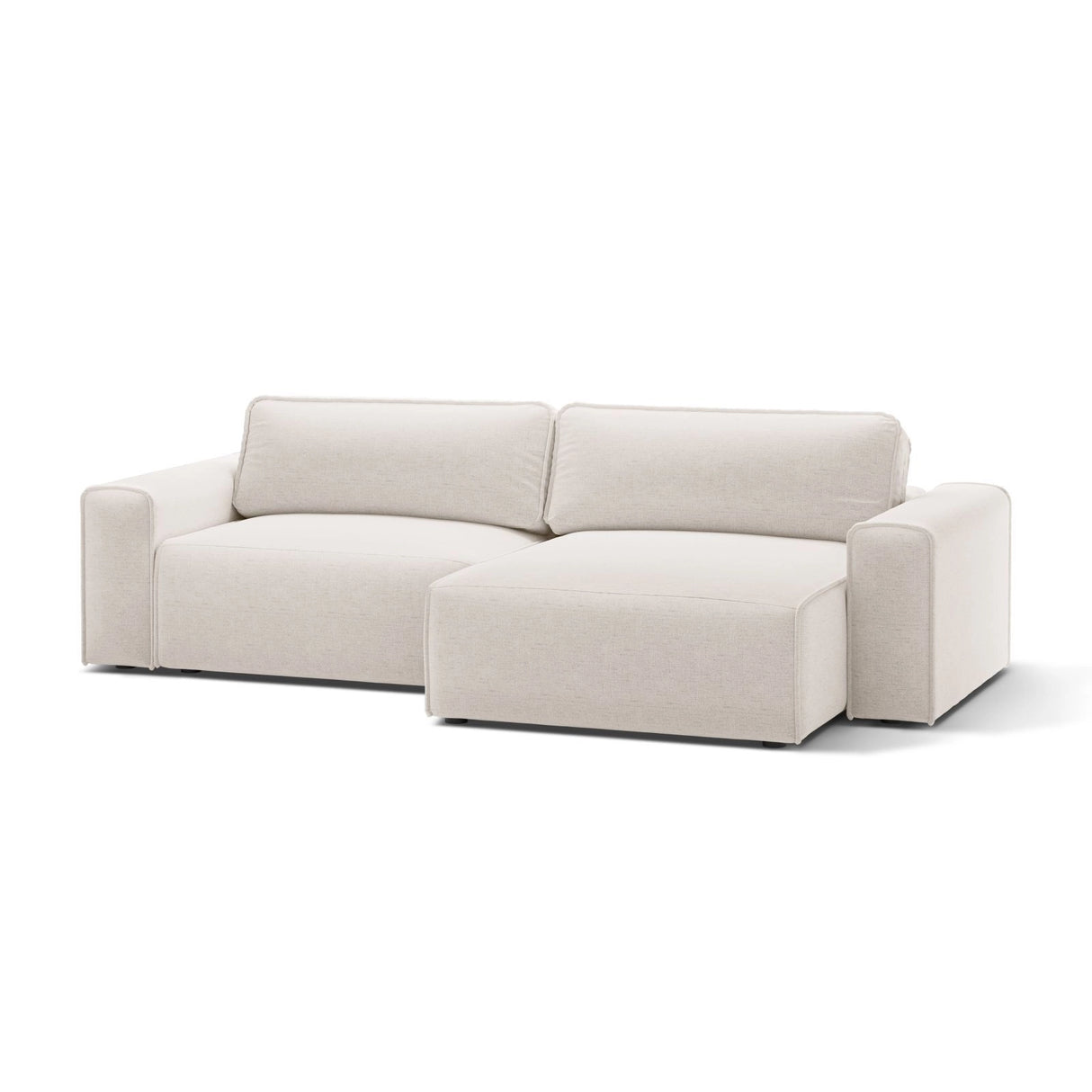 Victor 3-Sitzer Ecksofa, Rechte Seite, ausziehbar mit Schlaffunktion und Bettkasten, aus Samt oder Strukturstoff, 246x148 cm von Micadoni – Bild 4