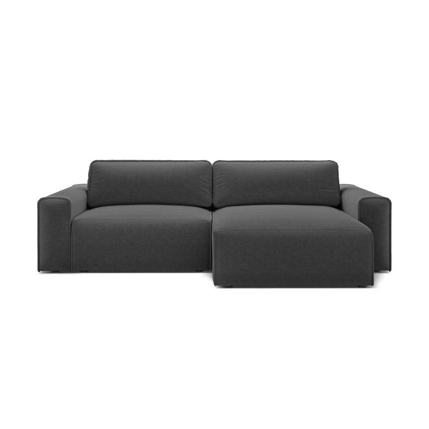 Victor 3-Sitzer Ecksofa, Rechte Seite, ausziehbar mit Schlaffunktion und Bettkasten, aus Strukturierter Stoff in Anthrazit (Moly 97), 246x148 cm von Micadoni – Bild 1