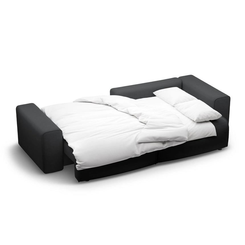 Victor 3-Sitzer Ecksofa, Rechte Seite, ausziehbar mit Schlaffunktion und Bettkasten, aus Strukturierter Stoff in Anthrazit (Moly 97), 246x148 cm von Micadoni – Bild 7