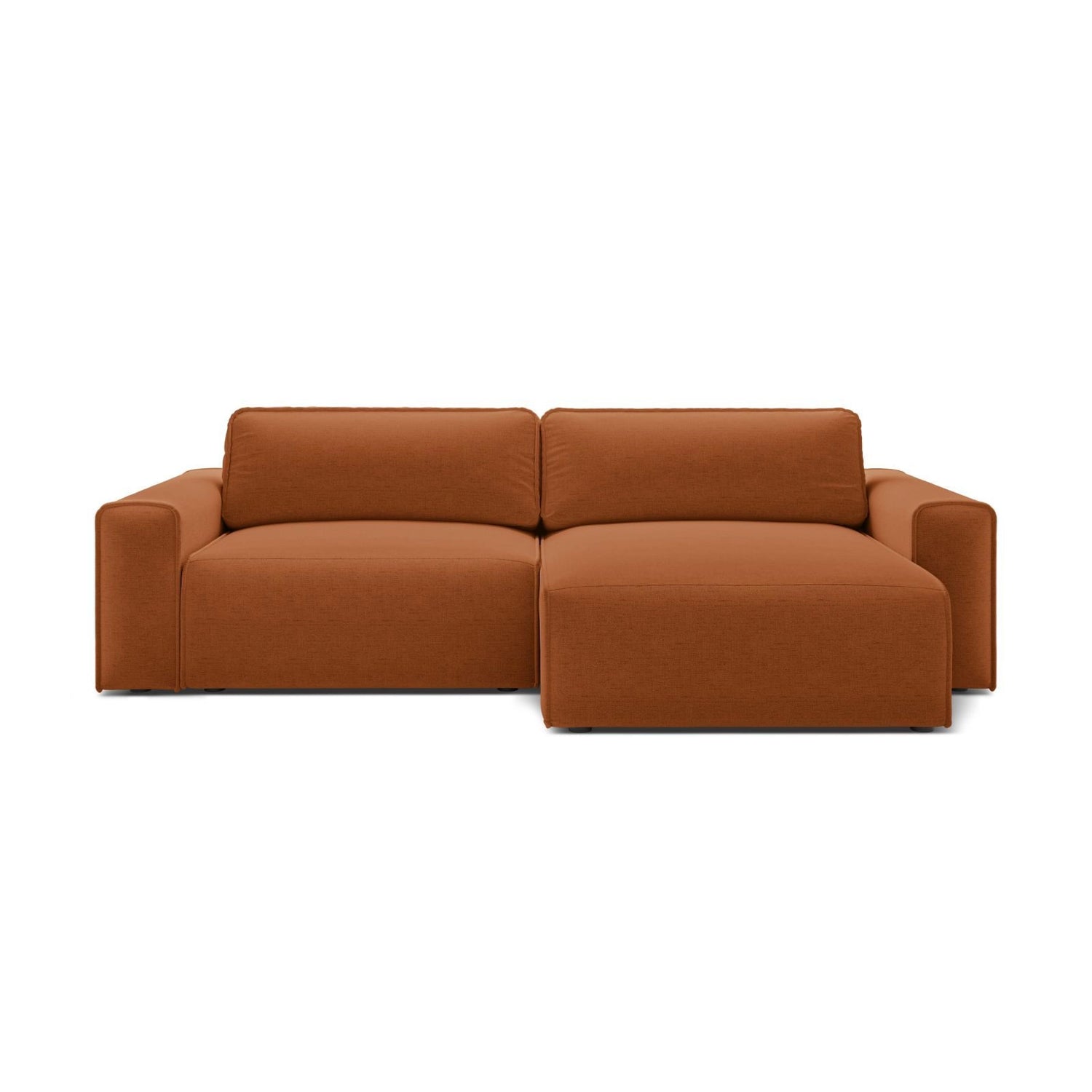 Victor 3-Sitzer Ecksofa, Rechte Seite, ausziehbar mit Schlaffunktion und Bettkasten, aus Strukturierter Stoff in Brick (Moly 54), 246x148 cm von Micadoni – Bild 1