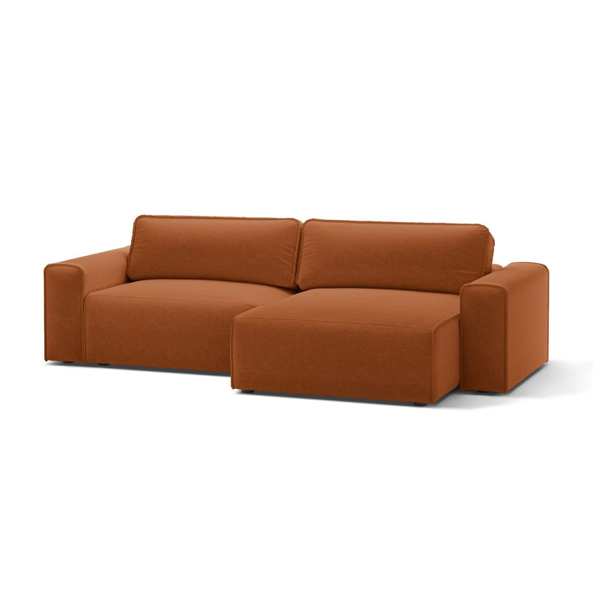 Victor 3-Sitzer Ecksofa, Rechte Seite, ausziehbar mit Schlaffunktion und Bettkasten, aus Strukturierter Stoff in Brick (Moly 54), 246x148 cm von Micadoni – Bild 4