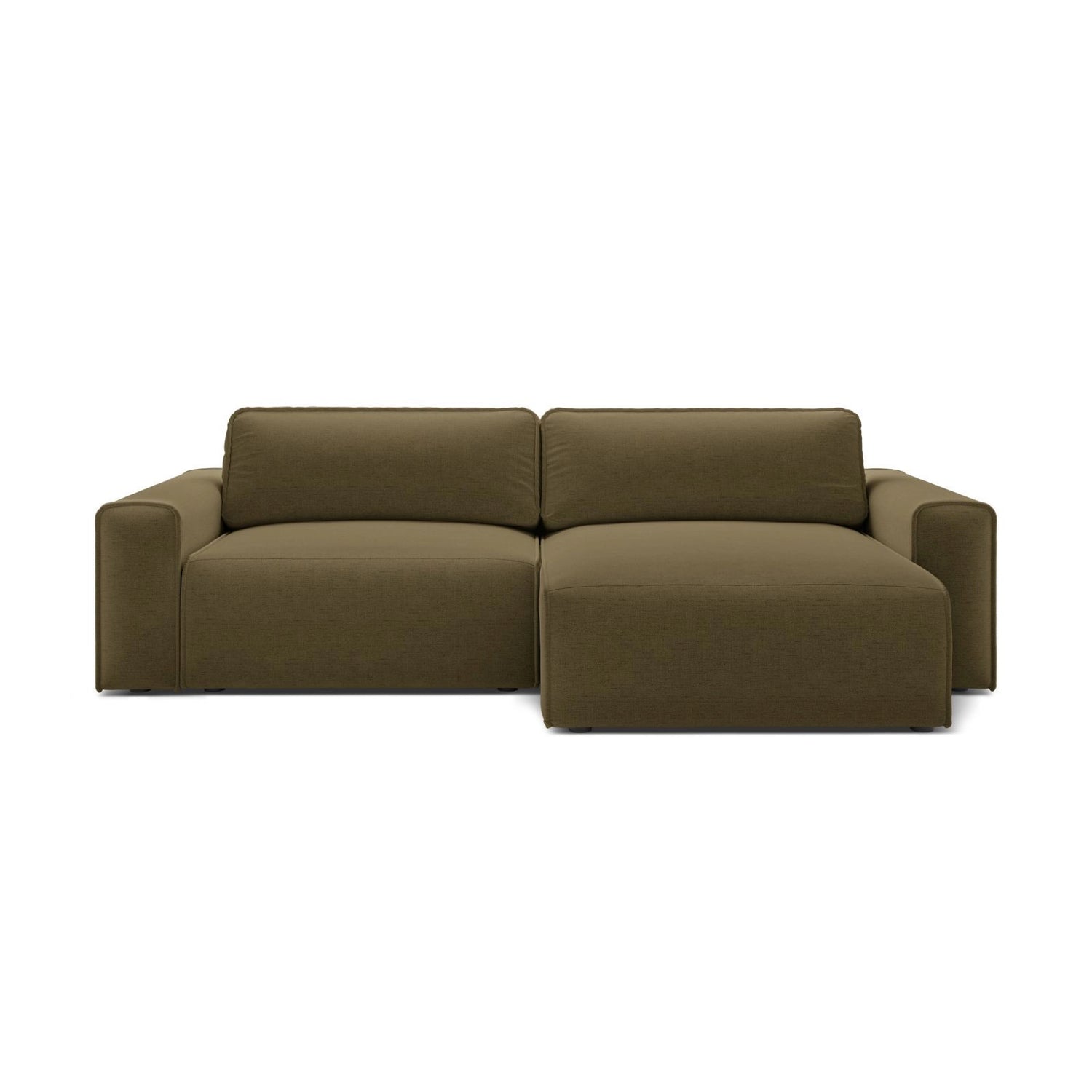 Victor 3-Sitzer Ecksofa, Rechte Seite, ausziehbar mit Schlaffunktion und Bettkasten, aus Strukturierter Stoff in Grün (Moly 38), 246x148 cm von Micadoni – Bild 1