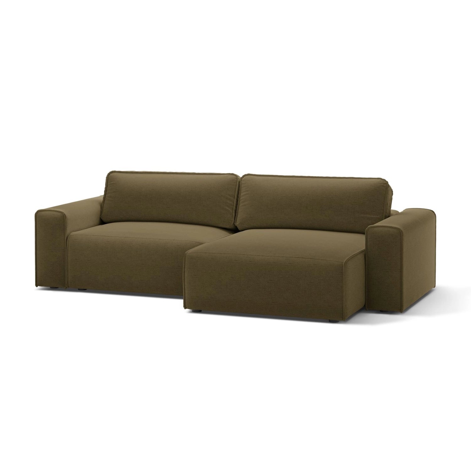 Victor 3-Sitzer Ecksofa, Rechte Seite, ausziehbar mit Schlaffunktion und Bettkasten, aus Strukturierter Stoff in Grün (Moly 38), 246x148 cm von Micadoni – Bild 4