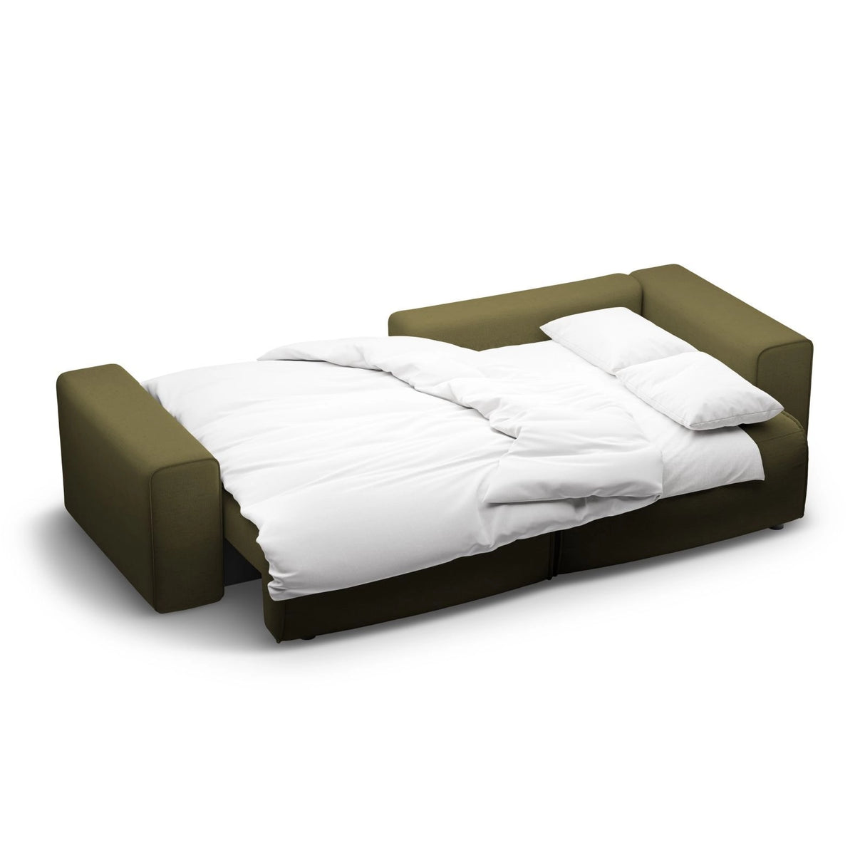 Victor 3-Sitzer Ecksofa, Rechte Seite, ausziehbar mit Schlaffunktion und Bettkasten, aus Strukturierter Stoff in Grün (Moly 38), 246x148 cm von Micadoni – Bild 7