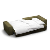 Victor 3-Sitzer Ecksofa, Rechte Seite, ausziehbar mit Schlaffunktion und Bettkasten, aus Strukturierter Stoff in Grün (Moly 38), 246x148 cm von Micadoni – Bild 7