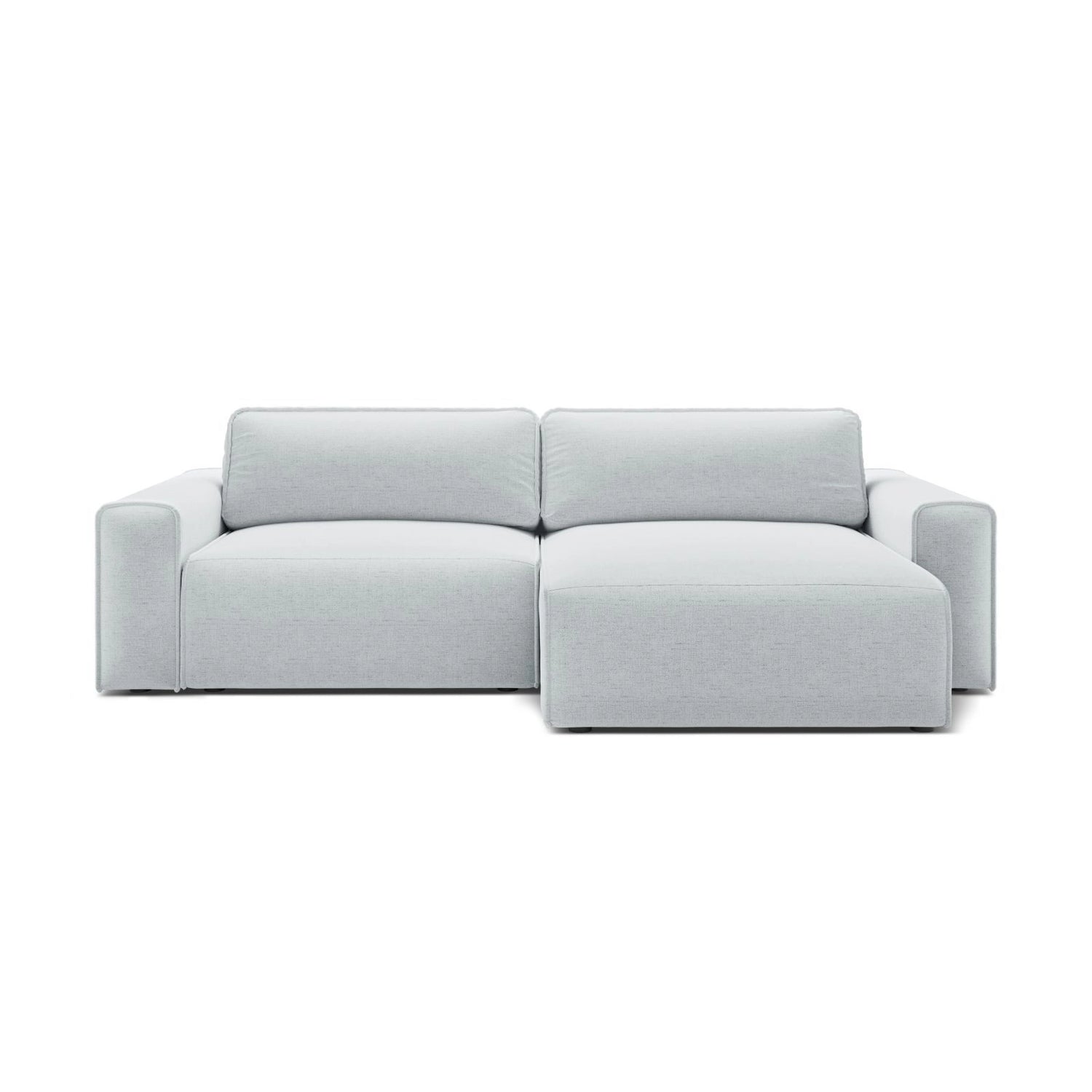 Victor 3-Sitzer Ecksofa, Rechte Seite, ausziehbar mit Schlaffunktion und Bettkasten, aus Strukturierter Stoff in Hellgrau (Moly 70), 246x148 cm von Micadoni – Bild 1
