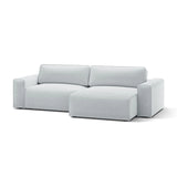 Victor 3-Sitzer Ecksofa, Rechte Seite, ausziehbar mit Schlaffunktion und Bettkasten, aus Strukturierter Stoff in Hellgrau (Moly 70), 246x148 cm von Micadoni – Bild 4