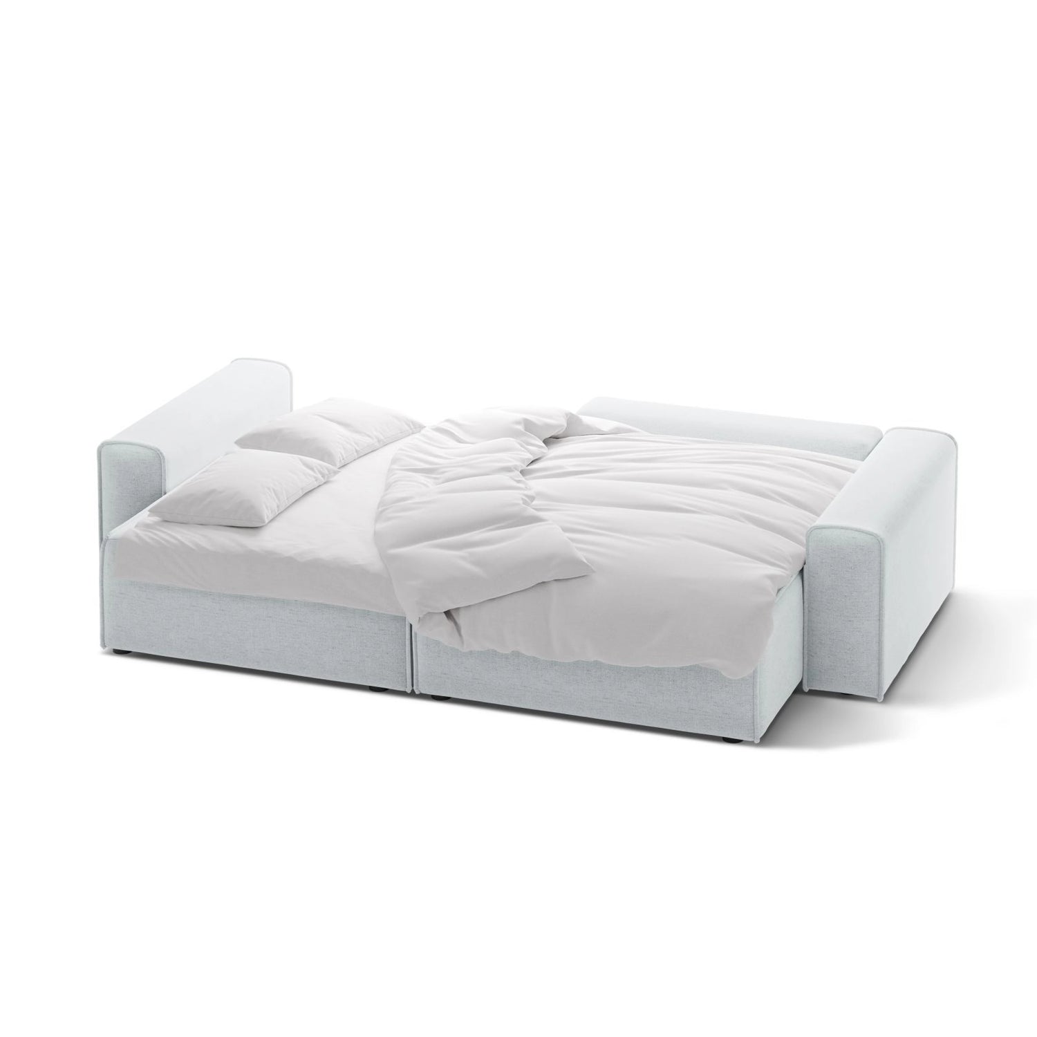 Victor 3-Sitzer Ecksofa, Rechte Seite, ausziehbar mit Schlaffunktion und Bettkasten, aus Strukturierter Stoff in Hellgrau (Moly 70), 246x148 cm von Micadoni – Bild 5