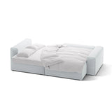 Victor 3-Sitzer Ecksofa, Rechte Seite, ausziehbar mit Schlaffunktion und Bettkasten, aus Strukturierter Stoff in Hellgrau (Moly 70), 246x148 cm von Micadoni – Bild 5