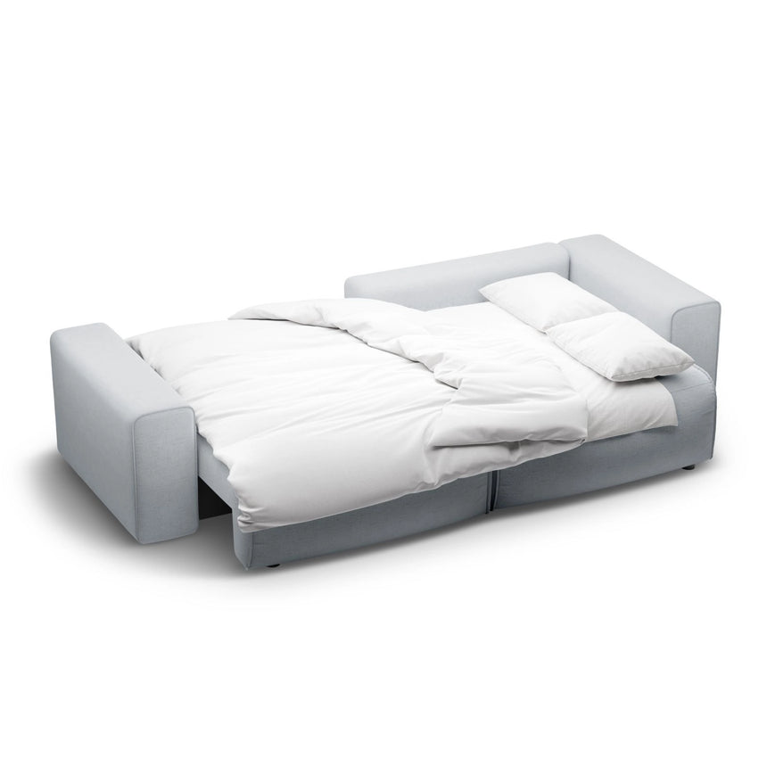 Victor 3-Sitzer Ecksofa, Rechte Seite, ausziehbar mit Schlaffunktion und Bettkasten, aus Strukturierter Stoff in Hellgrau (Moly 70), 246x148 cm von Micadoni – Bild 7