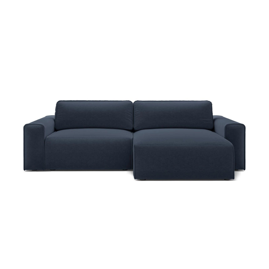Victor 3-Sitzer Ecksofa, Rechte Seite, ausziehbar mit Schlaffunktion und Bettkasten, aus Strukturierter Stoff in Königsblau (Moly 79), 246x148 cm von Micadoni – Bild 1