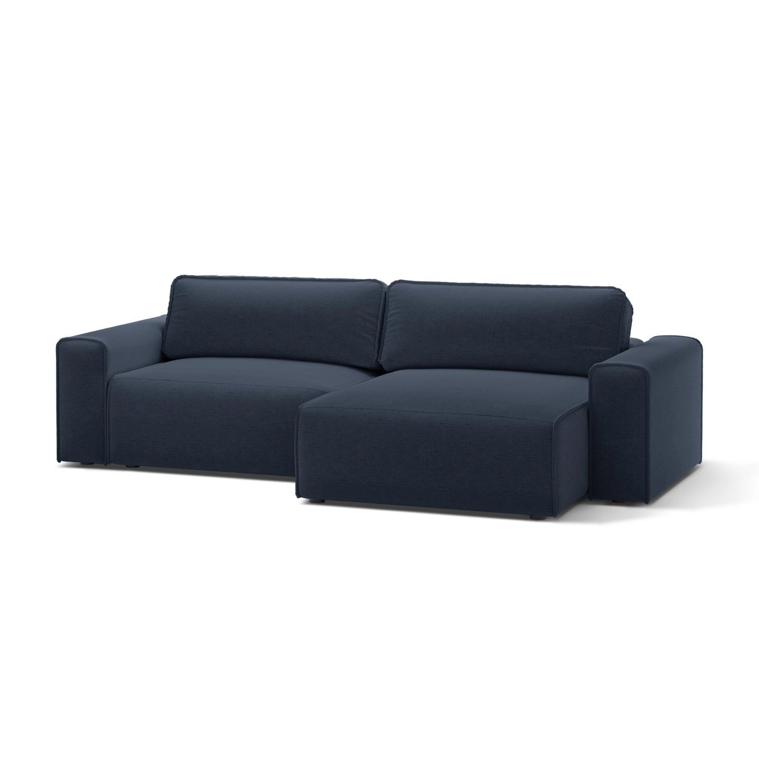 Victor 3-Sitzer Ecksofa, Rechte Seite, ausziehbar mit Schlaffunktion und Bettkasten, aus Strukturierter Stoff in Königsblau (Moly 79), 246x148 cm von Micadoni – Bild 4