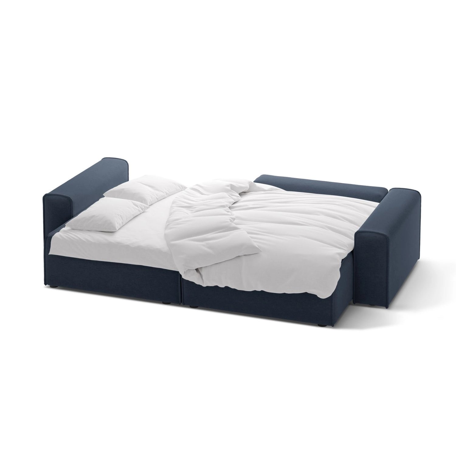 Victor 3-Sitzer Ecksofa, Rechte Seite, ausziehbar mit Schlaffunktion und Bettkasten, aus Strukturierter Stoff in Königsblau (Moly 79), 246x148 cm von Micadoni – Bild 5