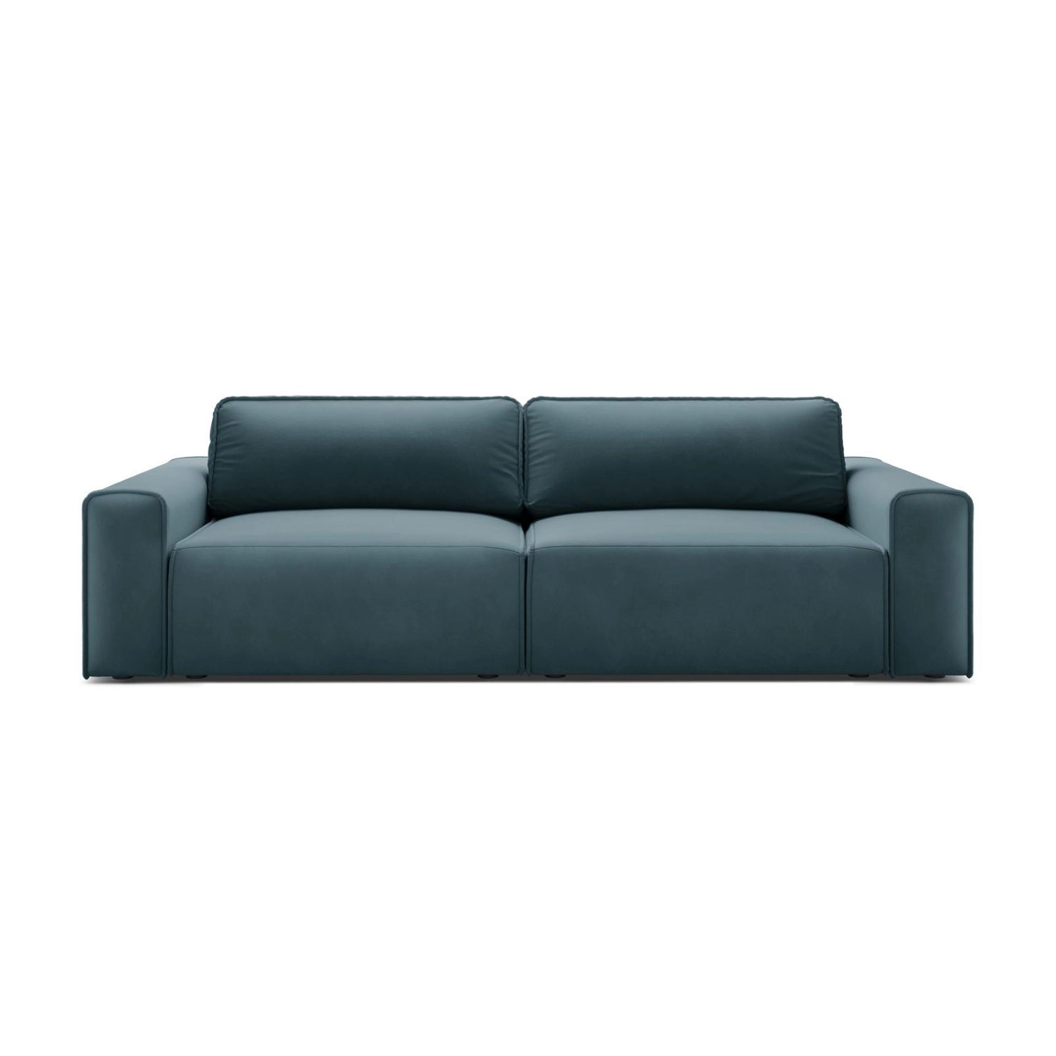 Victor 3-Sitzer Sofa, ausklappbar, mit Schlaffunktion und Bettkasten, aus Samt in Blue (Paris Dark Blue), 246x100 cm von Micadoni – Bild 1
