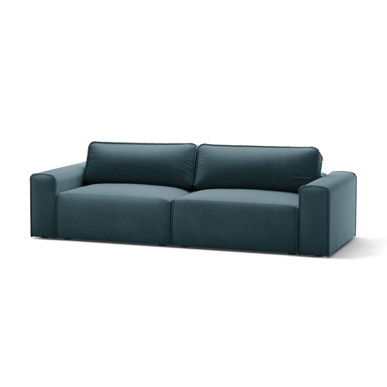 Victor 3-Sitzer Sofa, ausklappbar, mit Schlaffunktion und Bettkasten, aus Samt in Blue (Paris Dark Blue), 246x100 cm von Micadoni – Bild 4
