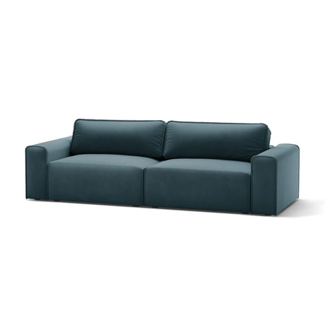 Victor 3-Sitzer Sofa, ausklappbar, mit Schlaffunktion und Bettkasten, aus Samt in Blue (Paris Dark Blue), 246x100 cm von Micadoni – Bild 4