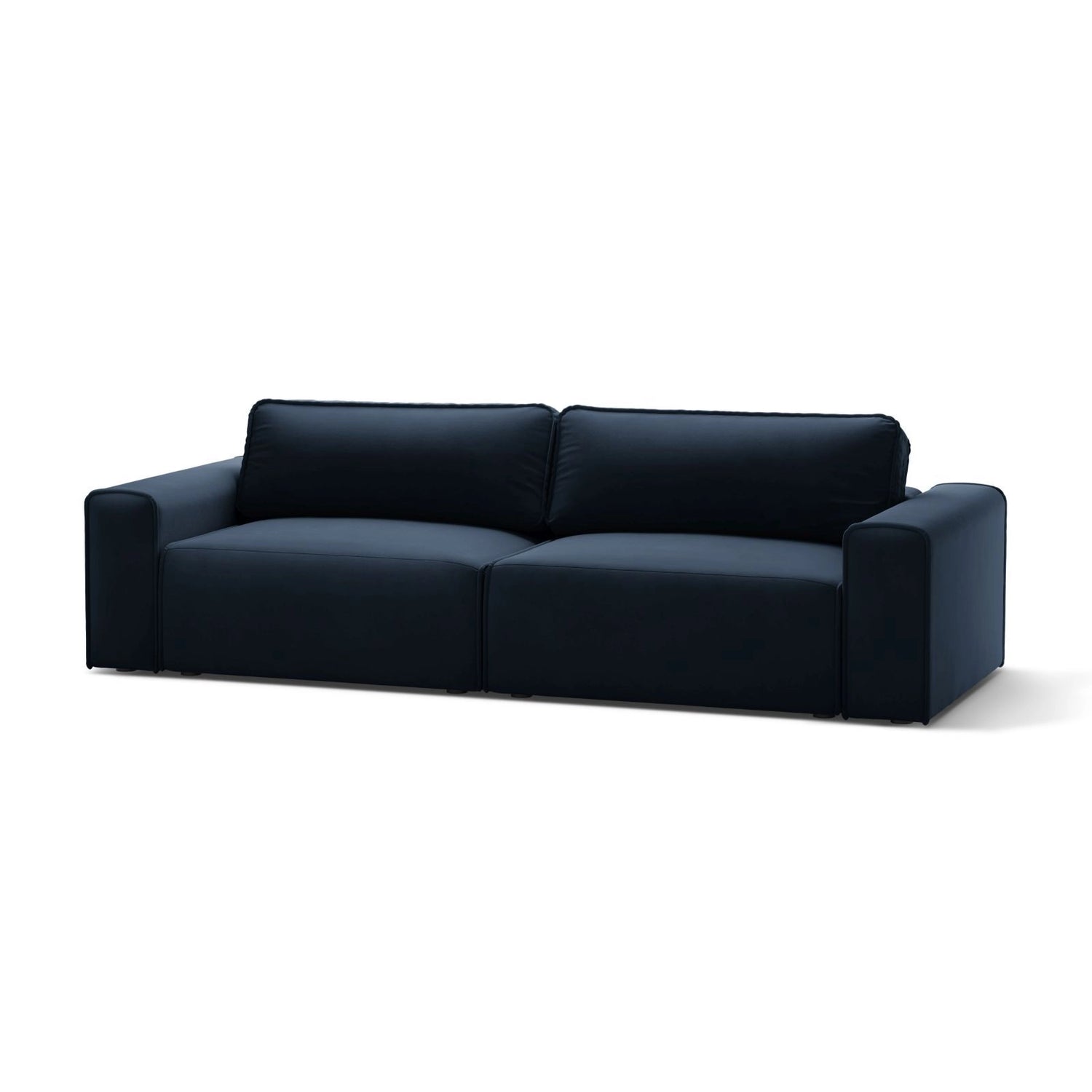 Victor 3-Sitzer Sofa, ausklappbar, mit Schlaffunktion und Bettkasten, aus Samt in Dunkelblau (Paris Deep Blue), 246x100 cm von Micadoni – Bild 4