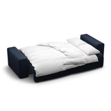 Victor 3-Sitzer Sofa, ausklappbar, mit Schlaffunktion und Bettkasten, aus Samt in Dunkelblau (Paris Deep Blue), 246x100 cm von Micadoni – Bild 7