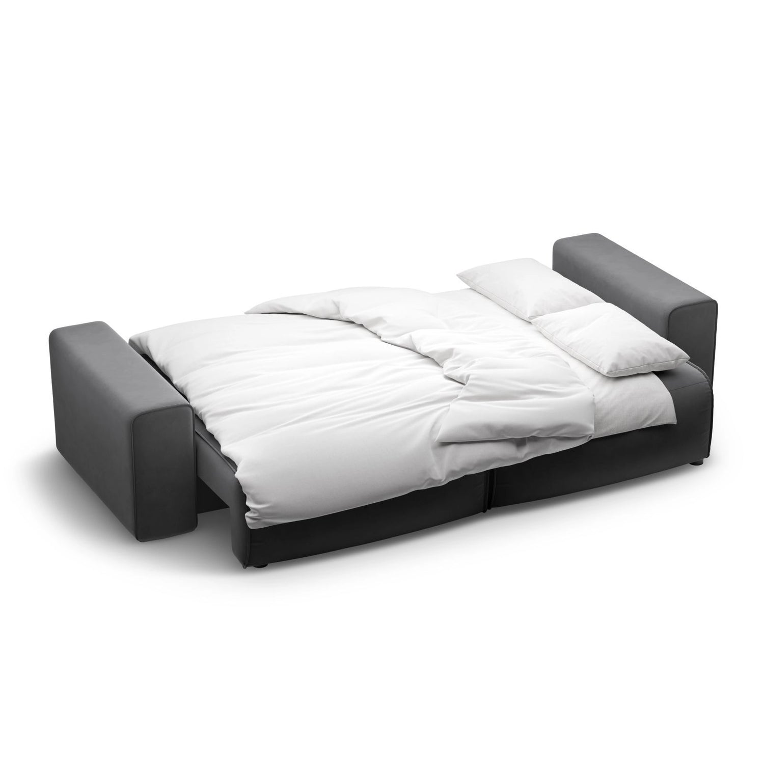 Victor 3-Sitzer Sofa, ausklappbar, mit Schlaffunktion und Bettkasten, aus Samt in Grau (Paris Steel), 246x100 cm von Micadoni – Bild 7