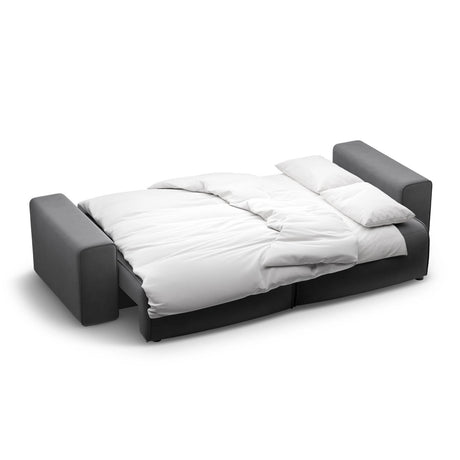 Victor 3-Sitzer Sofa, ausklappbar, mit Schlaffunktion und Bettkasten, aus Samt in Grau (Paris Steel), 246x100 cm von Micadoni – Bild 7