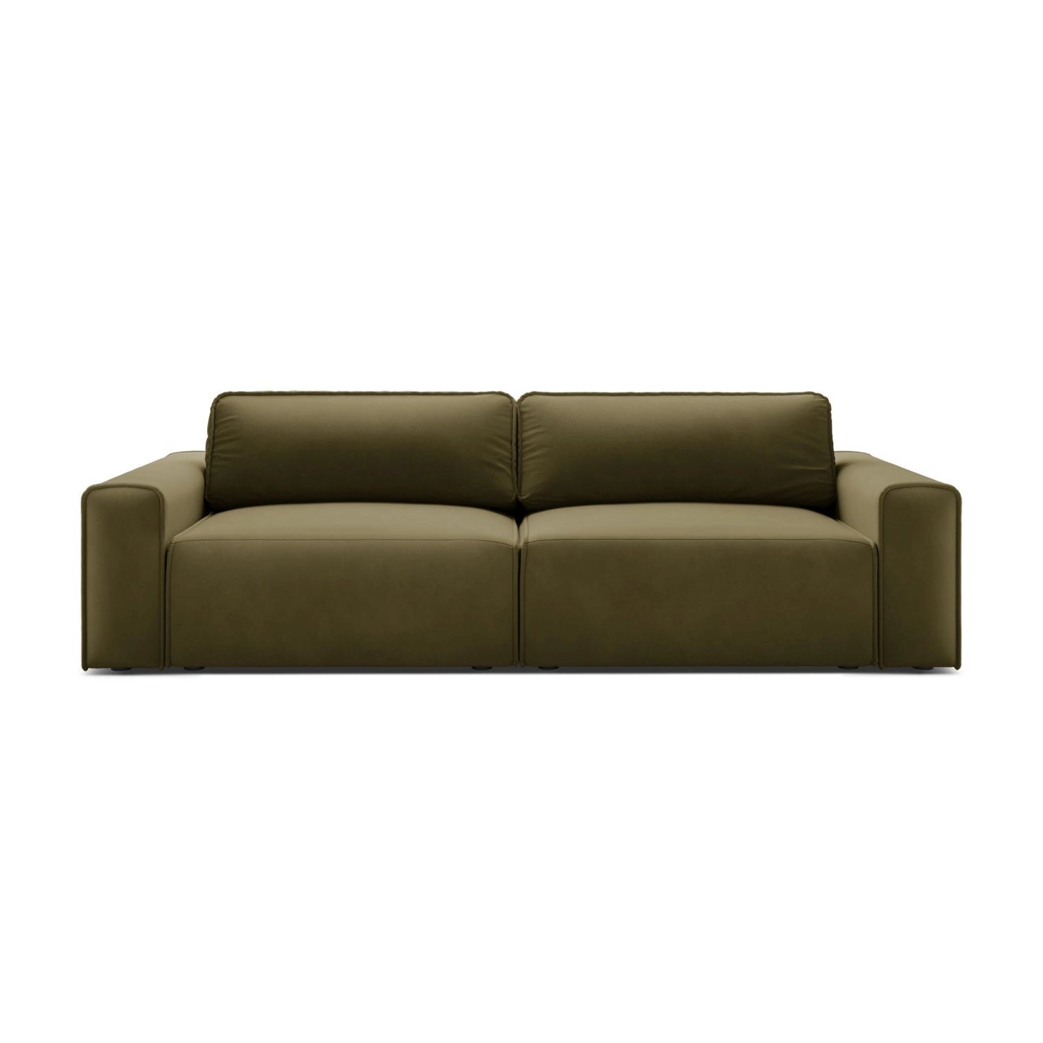 Victor 3-Sitzer Sofa, ausklappbar, mit Schlaffunktion und Bettkasten, aus Samt in Moosgrün meliert (Paris Forest), 246x100 cm von Micadoni – Bild 1