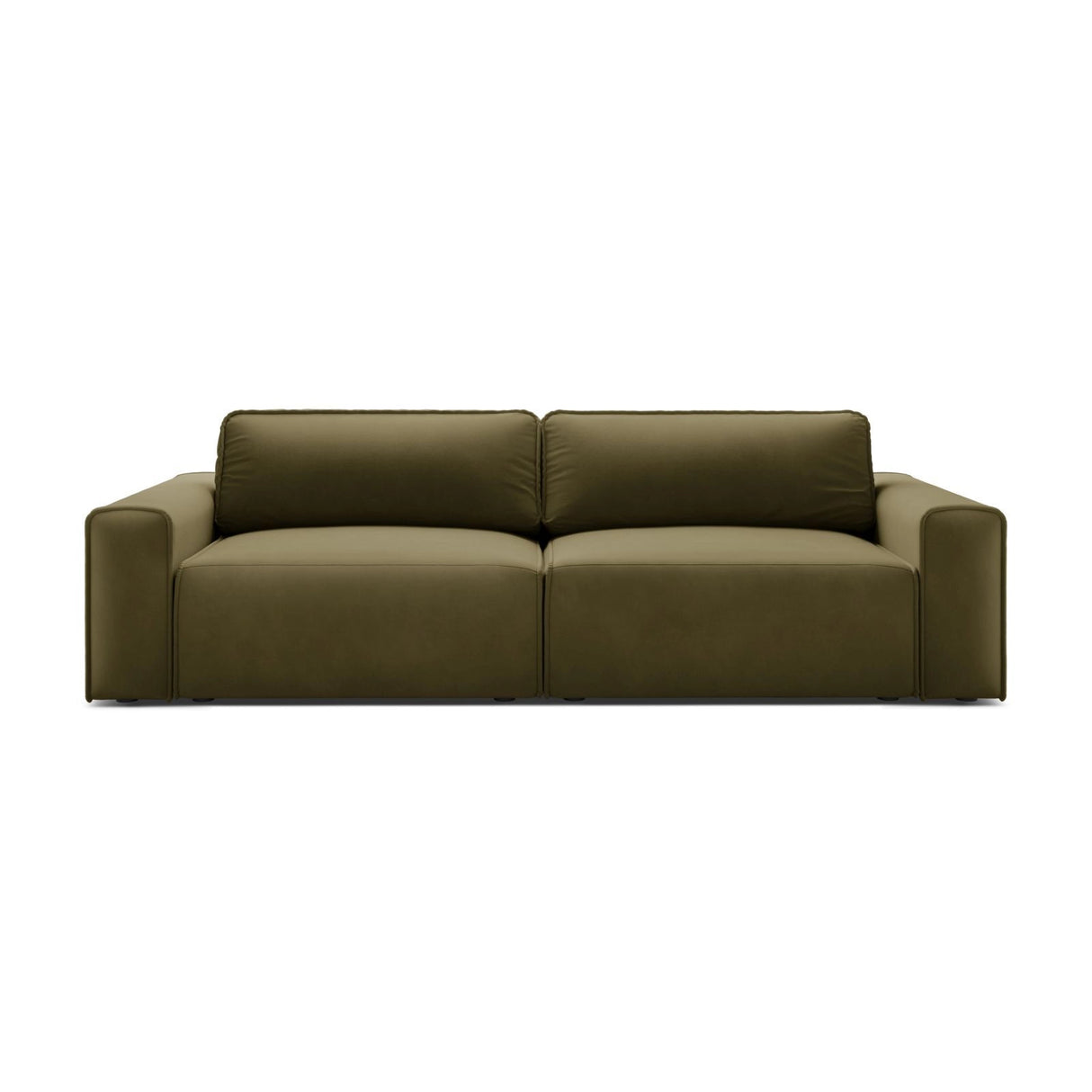 Victor 3-Sitzer Sofa, ausklappbar, mit Schlaffunktion und Bettkasten, aus Samt in Moosgrün meliert (Paris Forest), 246x100 cm von Micadoni – Bild 1