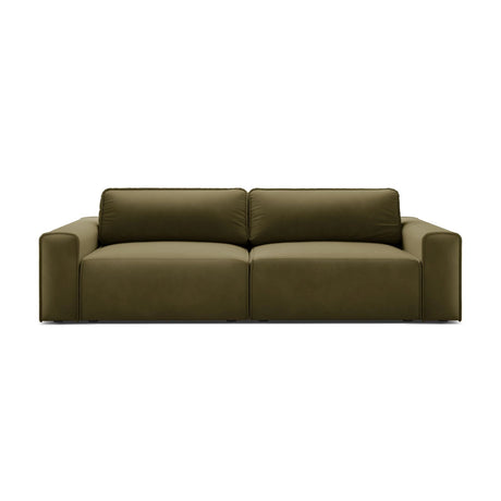 Victor 3-Sitzer Sofa, ausklappbar, mit Schlaffunktion und Bettkasten, aus Samt in Moosgrün meliert (Paris Forest), 246x100 cm von Micadoni – Bild 1