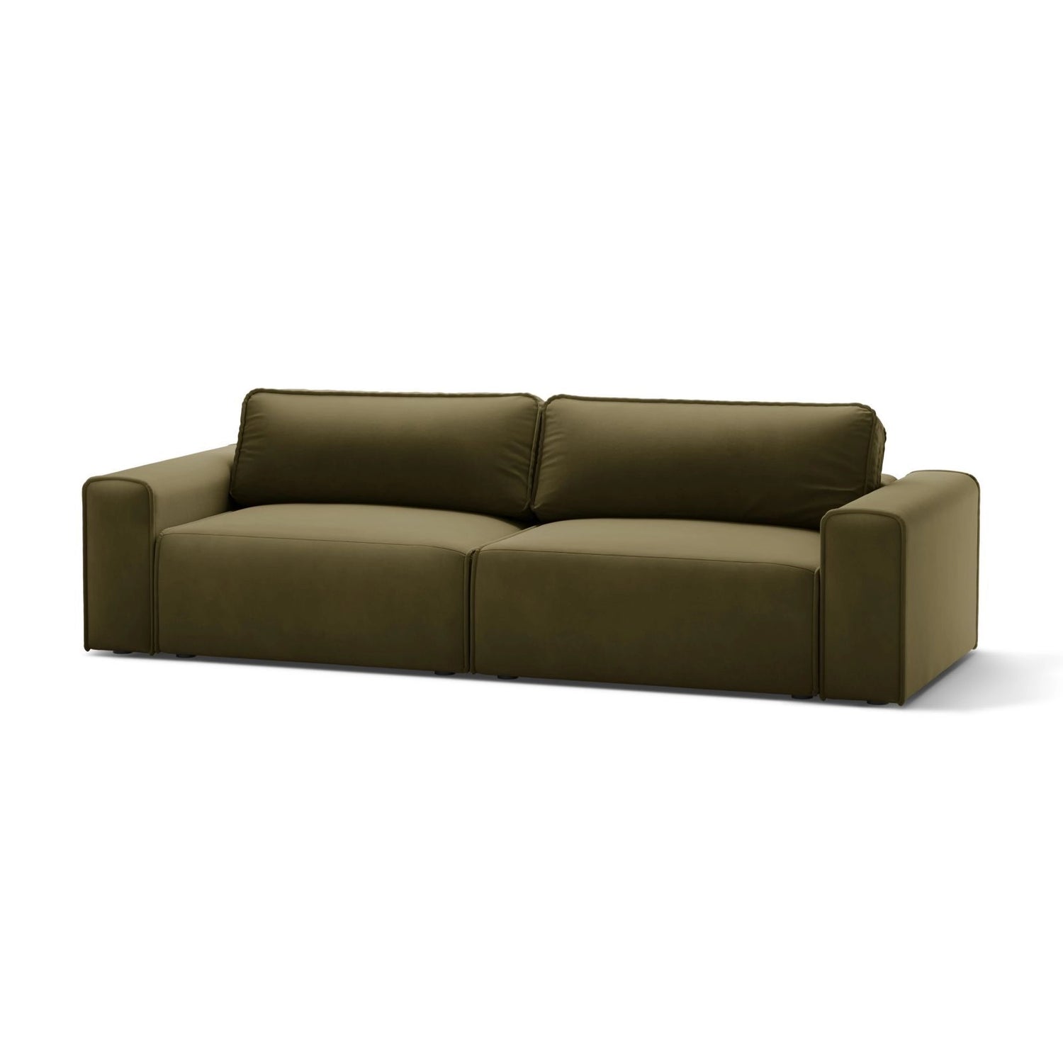 Victor 3-Sitzer Sofa, ausklappbar, mit Schlaffunktion und Bettkasten, aus Samt in Moosgrün meliert (Paris Forest), 246x100 cm von Micadoni – Bild 4