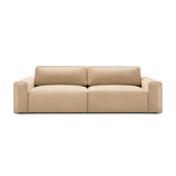 Victor 3-Sitzer Sofa, ausklappbar, mit Schlaffunktion und Bettkasten, aus Samt in Nude (Paris Beige), 246x100 cm von Micadoni – Bild 1